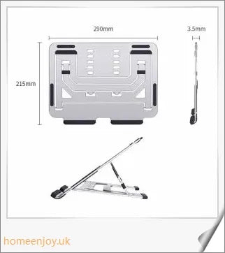 Adjustable aluminium laptop stand with multi-angle desk support and cooling bracket riser