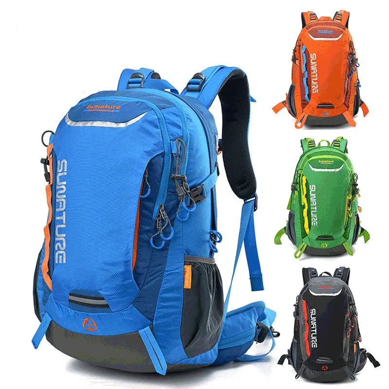 Spacious and versatile outdoor mountaineering backpack with 40-litre capacity, durable nylon construction, and resin mesh backpack system for ventilation.