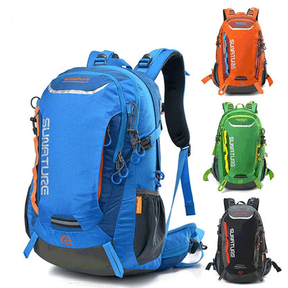 Spacious and versatile outdoor mountaineering backpack with 40-litre capacity, durable nylon construction, and resin mesh backpack system for ventilation.