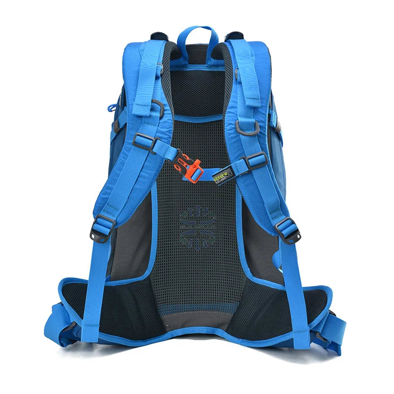 Spacious and versatile outdoor mountaineering backpack with 40-litre capacity, durable nylon construction, and resin mesh backpack system for ventilation.
