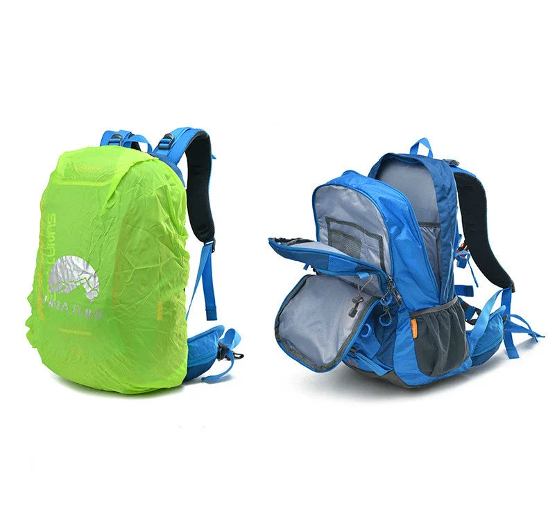 Spacious and versatile outdoor mountaineering backpack with 40-litre capacity, durable nylon construction, and resin mesh backpack system for ventilation.