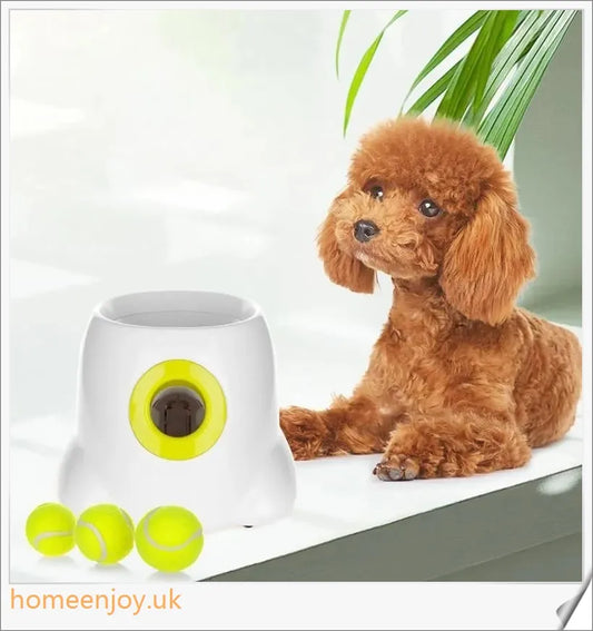 Automatic dog ball launcher with three distance control settings for indoor and outdoor play
