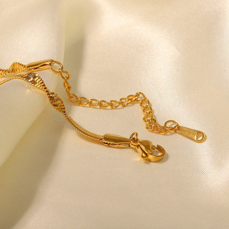 Homeenjoy UK 18k Gold Plated Stainless Steel Snake Chain Bracelet - Waterproof & Timeless