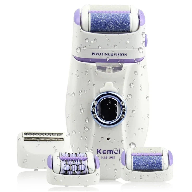 3-in-1 electric epilator and shaver for women with carbon steel blades, adjustable speeds, and built-in LED light for smooth, hair-free skin