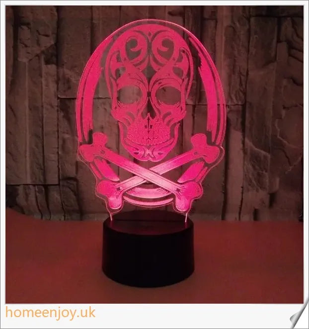 Enchanting 3D LED skull lamp with vibrant colour-changing effects and a captivating 3D stereoscopic visual pattern