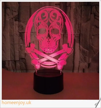 Enchanting 3D LED skull lamp with vibrant colour-changing effects and a captivating 3D stereoscopic visual pattern