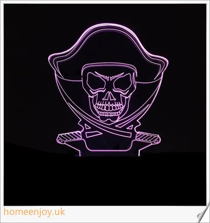 Enchanting 3D LED skull lamp with vibrant colour-changing effects and a captivating 3D stereoscopic visual pattern