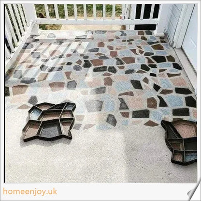 DIY Outdoor Concrete Paving Mould with three shape options - rectangular, hexagonal, and irregular - for creating custom-designed garden paths and patio floors