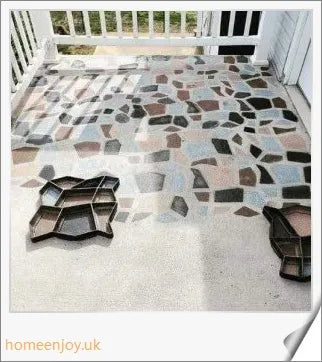 DIY Outdoor Concrete Paving Mould with three shape options - rectangular, hexagonal, and irregular - for creating custom-designed garden paths and patio floors