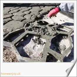 DIY Outdoor Concrete Paving Mould with three shape options - rectangular, hexagonal, and irregular - for creating custom-designed garden paths and patio floors