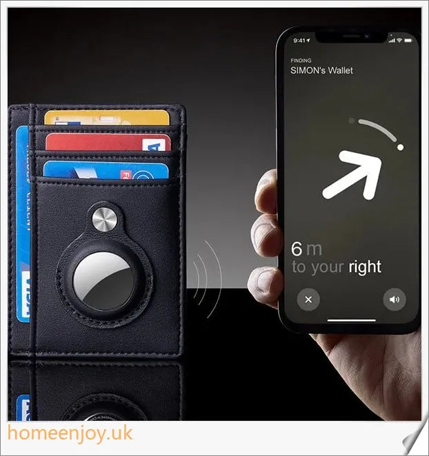 Premium genuine leather and aluminium wallet with built-in AirTag pocket and RFID-blocking technology for secure everyday carry