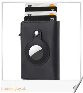 Premium genuine leather and aluminium wallet with built-in AirTag pocket and RFID-blocking technology for secure everyday carry