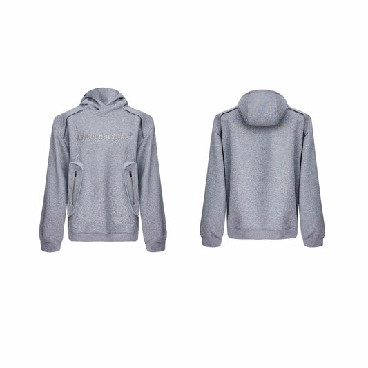A cosy, hooded pullover sweater for men, featuring front pockets and a classic British-inspired design.