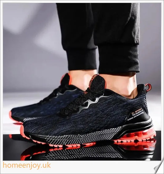 Breathable air cushion running and jogging shoes in various colours, featuring a stylish and comfortable design for active lifestyles.