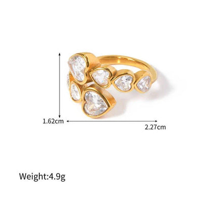 Stunning 18K gold-plated ring featuring a sparkling heart-shaped cubic zirconia design