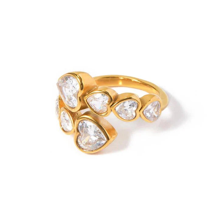 Stunning 18K gold-plated ring featuring a sparkling heart-shaped cubic zirconia design