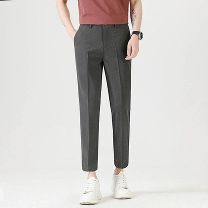Light Luxury Men's Casual Small Trousers in various colours and sizes, featuring a stretch, pencil-leg design for a tailored, refined look.
