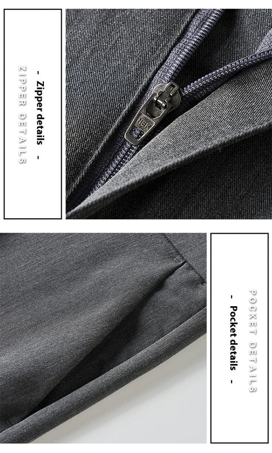 Light Luxury Men's Casual Small Trousers in various colours and sizes, featuring a stretch, pencil-leg design for a tailored, refined look.