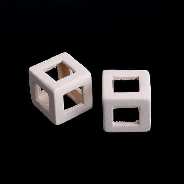 Elegant ceramic cube-shaped aquarium decor, designed to elevate the beauty and ambiance of your underwater oasis
