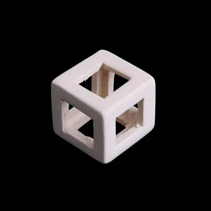 Elegant ceramic cube-shaped aquarium decor, designed to elevate the beauty and ambiance of your underwater oasis