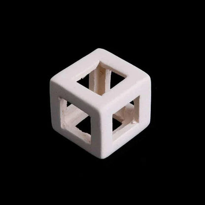 Elegant ceramic cube-shaped aquarium decor, designed to elevate the beauty and ambiance of your underwater oasis