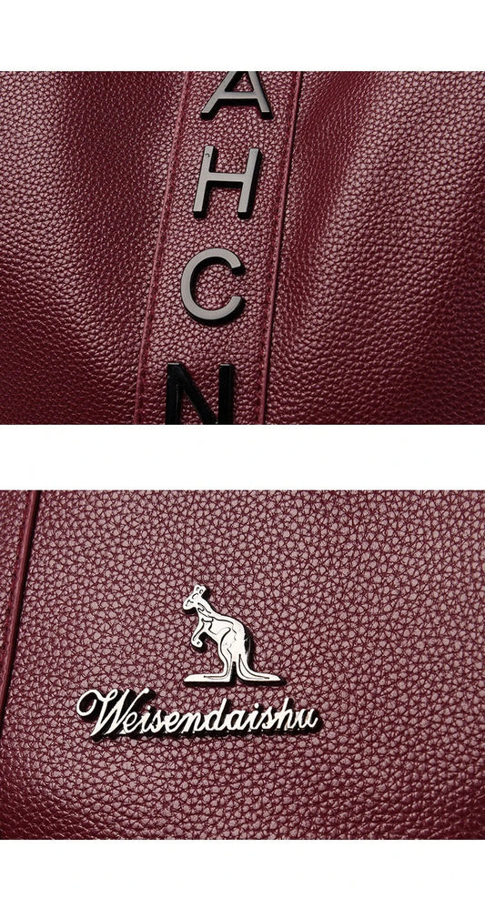 Fashionable women's backpack with letter design, large capacity, and soft PU leather construction