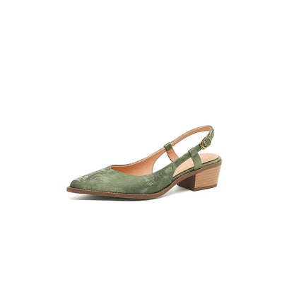 Elegant and comfortable slingback leather pumps in a stylish green colour