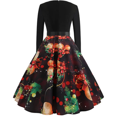 Casual women's long sleeve printed v-neck dress in various colours and styles