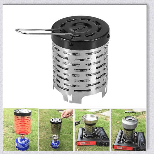 Portable propane gas heater for tent, designed for cosy outdoor experiences in the UK.