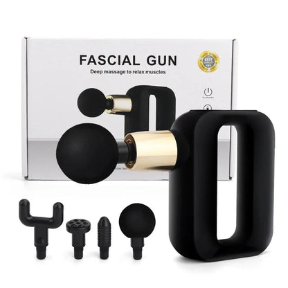 Portable mini massage gun with 4 interchangeable heads for deep muscle relief and recovery