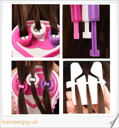 Automatic hair braiding device with three-strand braiding capability, designed for easy, stylish hairstyles