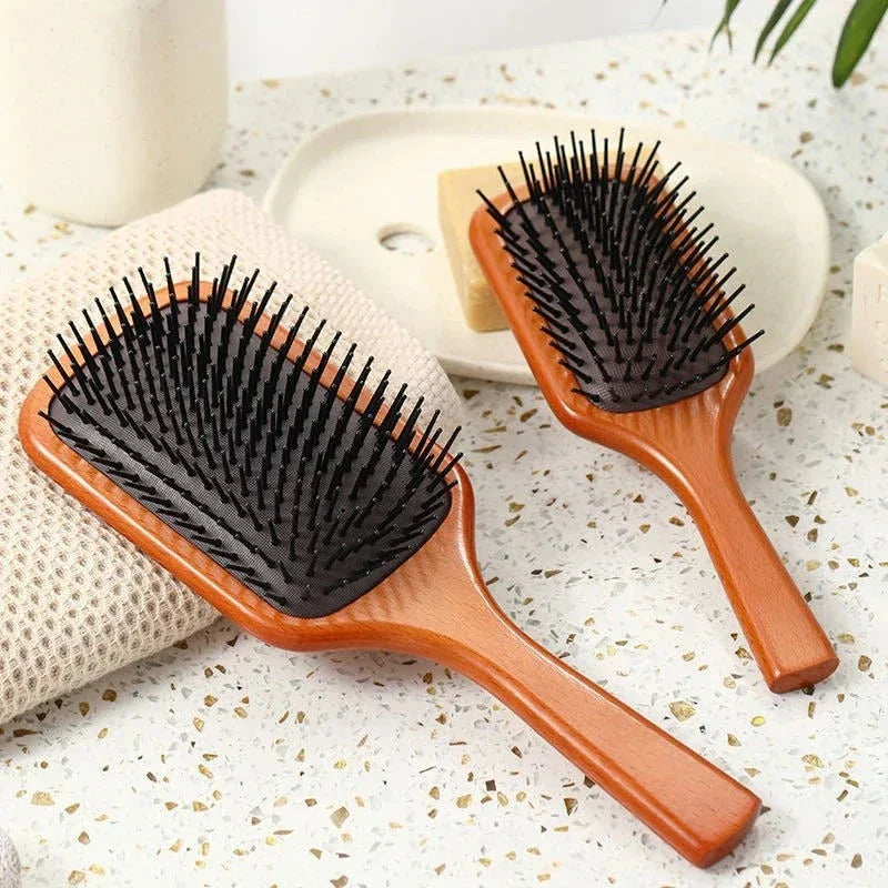 Anti-Static Wooden Air Cushion Hair Brush - Detangle, Style, and Nourish Your Hair