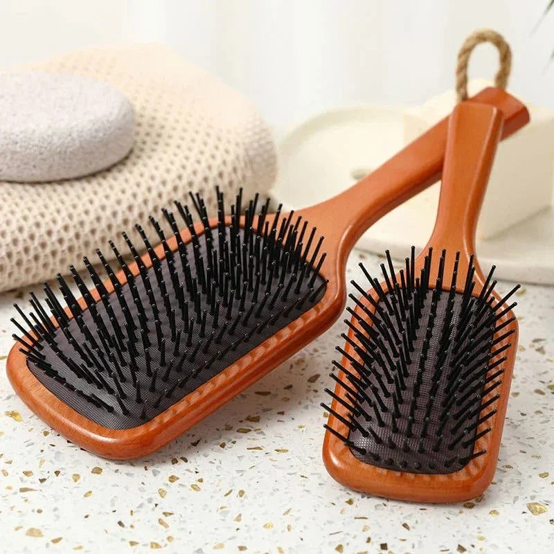 Anti-Static Wooden Air Cushion Hair Brush - Detangle, Style, and Nourish Your Hair