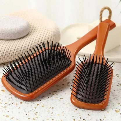 Anti-Static Wooden Air Cushion Hair Brush - Detangle, Style, and Nourish Your Hair