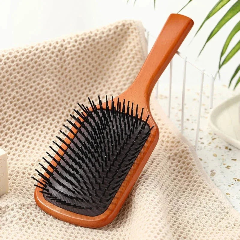Anti-Static Wooden Air Cushion Hair Brush - Detangle, Style, and Nourish Your Hair