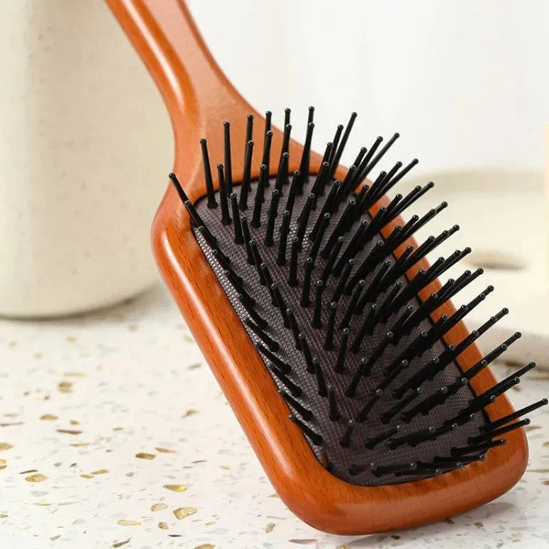 Anti-Static Wooden Air Cushion Hair Brush - Detangle, Style, and Nourish Your Hair