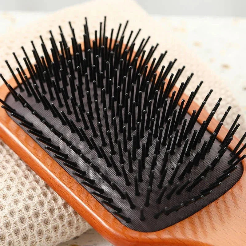 Anti-Static Wooden Air Cushion Hair Brush - Detangle, Style, and Nourish Your Hair