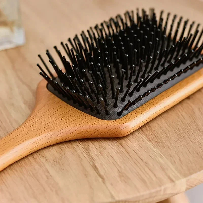 Anti-Static Wooden Air Cushion Hair Brush - Detangle, Style, and Nourish Your Hair
