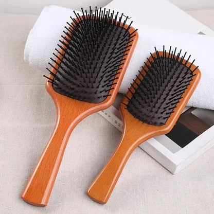 Anti-Static Wooden Air Cushion Hair Brush - Detangle, Style, and Nourish Your Hair