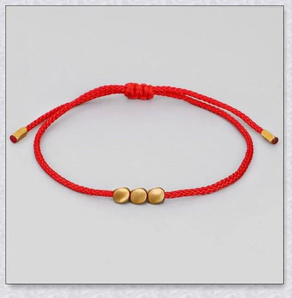 Handcrafted Tibetan copper bead bracelet with adjustable length and positive energy