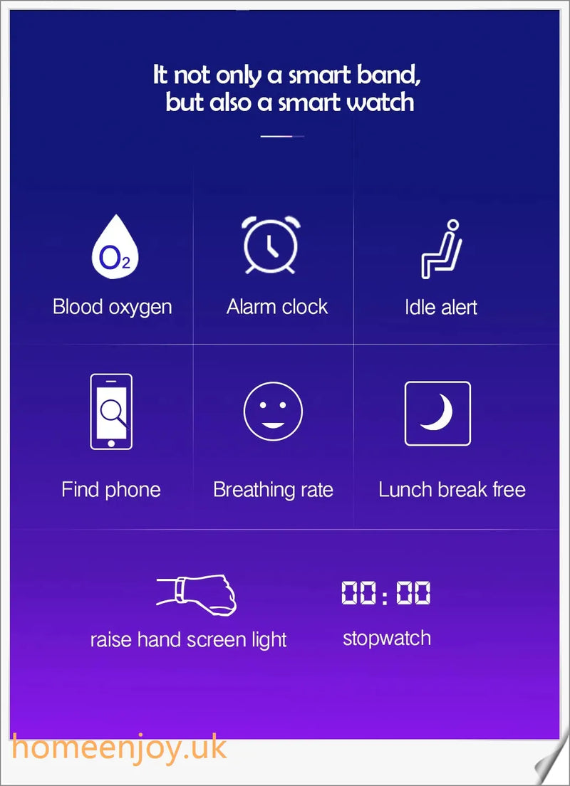 Homeenjoy UK Fitband Blood Pressure Smart Watch Heart Rate Monitor And Pedometer