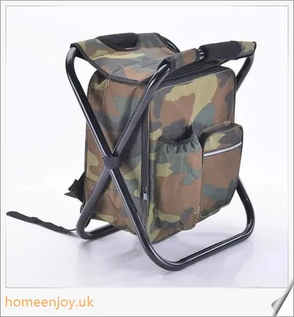 Multifunctional backpack with insulated cooler compartment and sturdy foldable chair for comfortable outdoor seating
