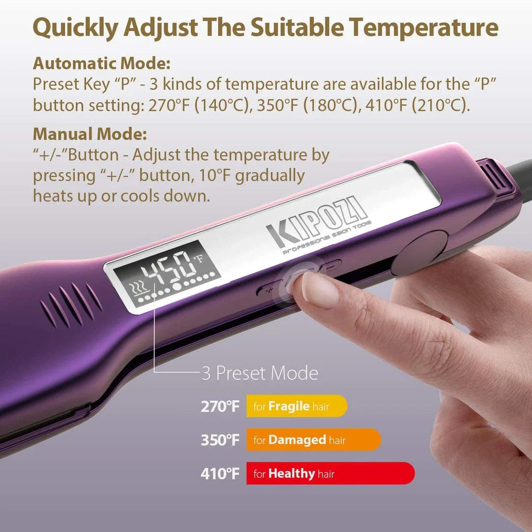 Professional Titanium Hair Straightener with advanced features for smooth, shiny hair