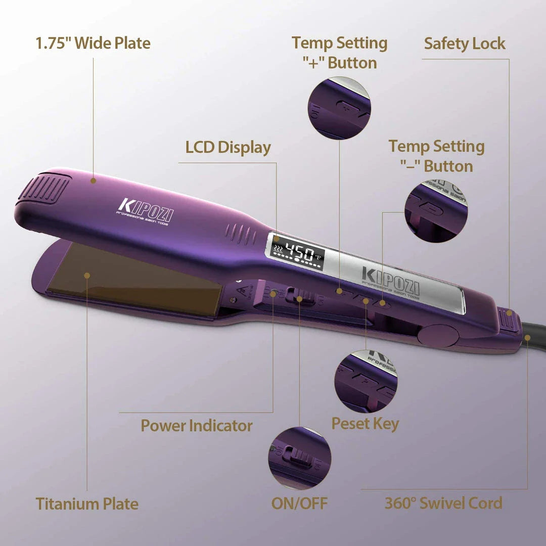 Professional Titanium Hair Straightener with advanced features for smooth, shiny hair