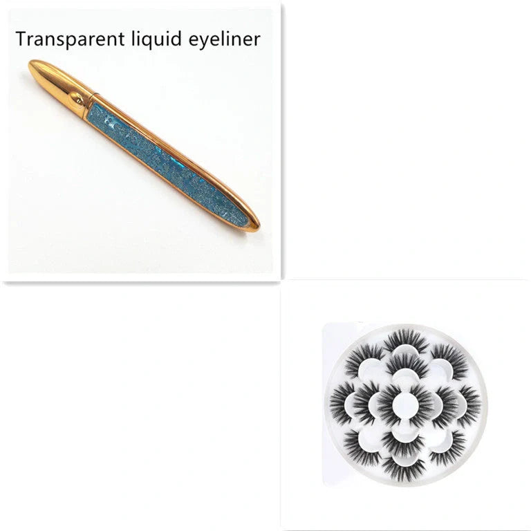 Self-adhesive false eyelashes with multicolour eyeliner for easy application and vibrant looks