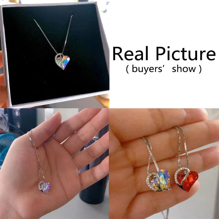 925 silver heart-shaped geometric necklace for women, available in multiple colours