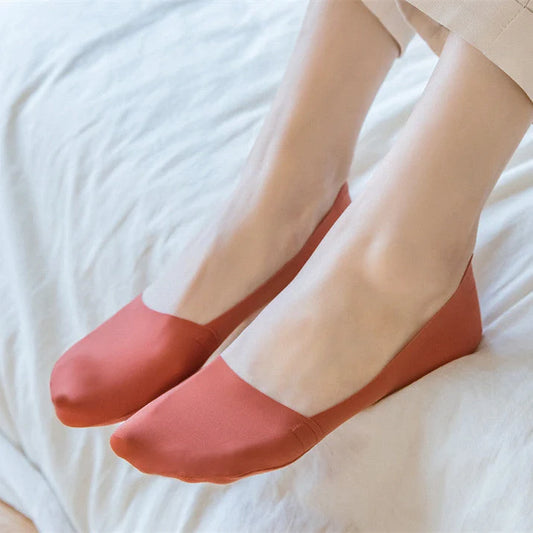 Stylish women's non-slip silicone socks in various colours for fashion and safety