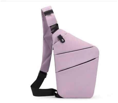 Canvas chest bag 31x20x1cm, 190g, one-shoulder crossbody with anti-radiation fabric inside, smoke black or silver grey