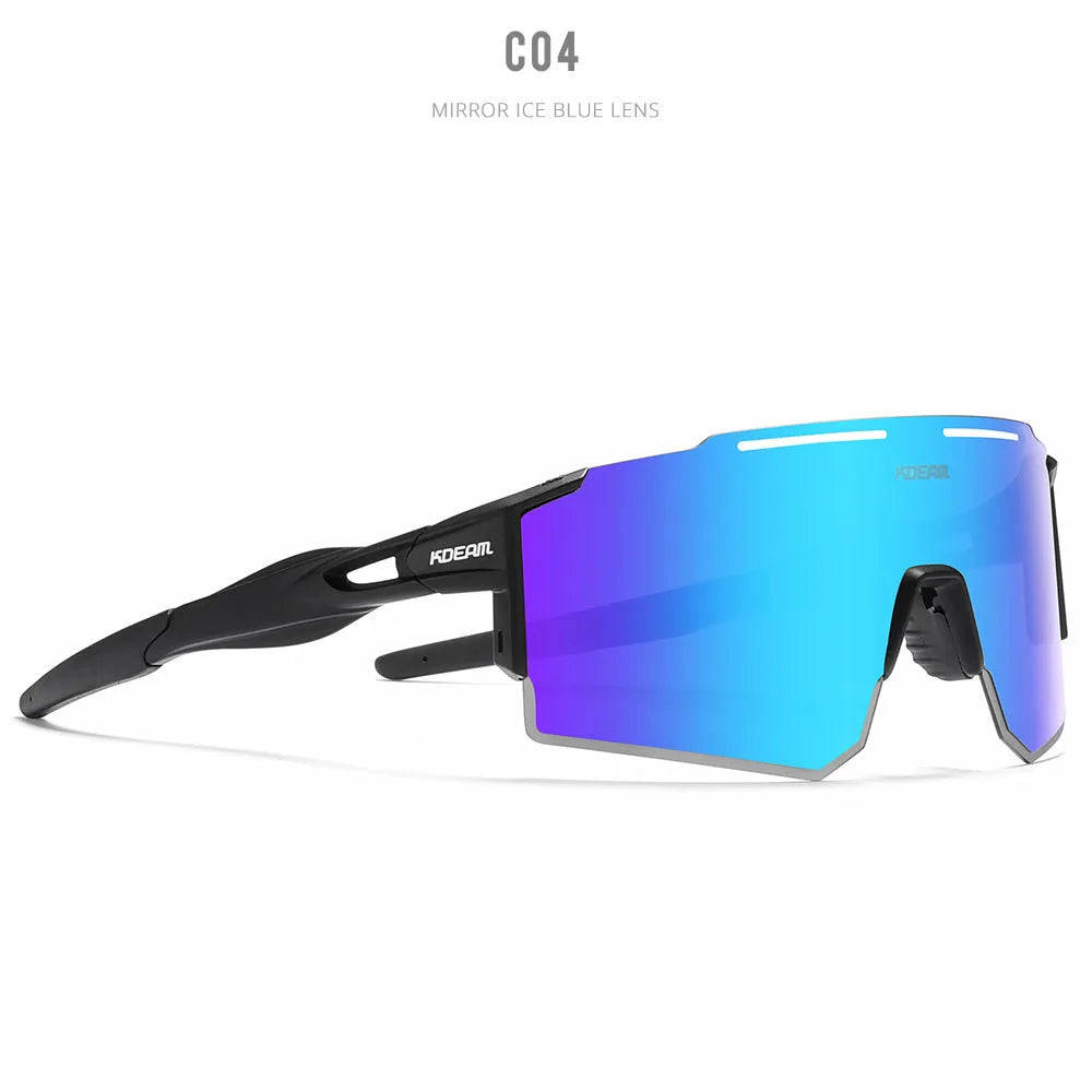 Polarised cycling sunglasses with frameless TR90 lightweight frame in sports design for athletic activities