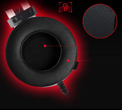 Black wired computer gaming headset with over-ear cups and a 3.5mm jack.